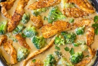 Cajun Chicken Alfredo Skillet with Broccoli and Parmesan