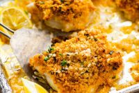 Crispy Panko-Baked Cod with Lemon Garlic Sauce