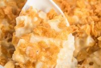 Crispy Cheesy Hash Brown Casserole Topped with Corn Flakes