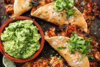 Crispy Shrimp and Poblano Tacos with Avocado Cilantro Sauce