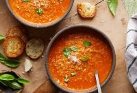 Creamy Tomato Basil Soup Made with Canned Tomatoes