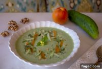 Chilled Cucumber Kale Soup with Apricots and Toasted Walnuts