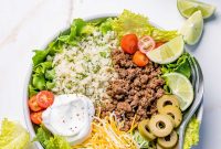 Taco Salad with Cilantro-Lime Cauliflower Rice Bowl