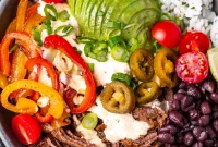 Beef Burrito Bowl with Creamy Queso Sauce