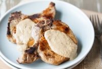 Parmesan Sage Pork Chops with Creamy Garlic Sauce
