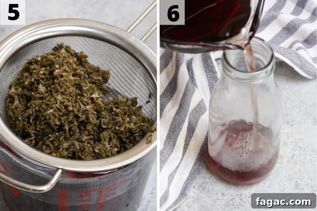 Lavender Simple Syrup for Cocktails and Drinks: Homemade Recipe 6 Lavender Syrup recipe: step 5 and 6 photos.