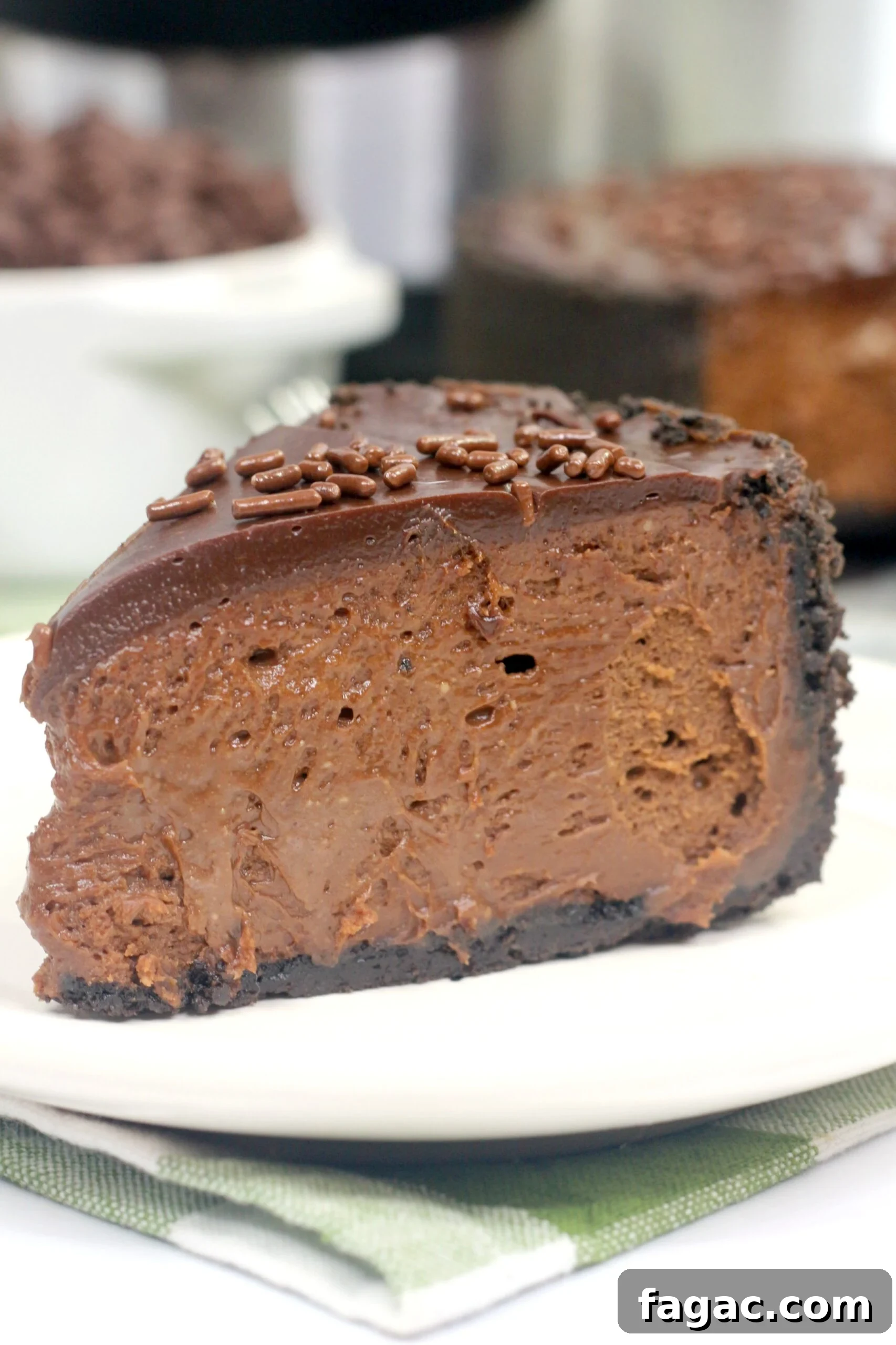 Decadent Chocolate Cheesecake in the Instant Pot 2 Death by Chocolate Cheesecake slice