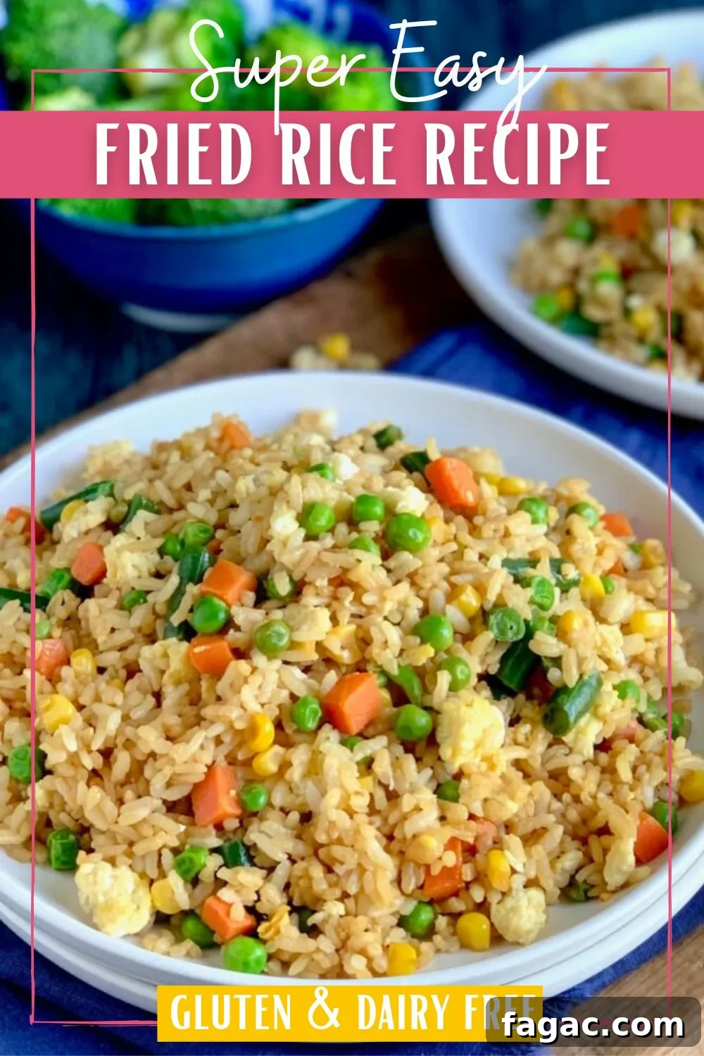 Bowl of fried rice with text overlay.