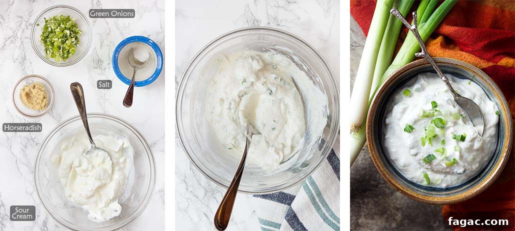 Step by step how to make the horseradish sauce.