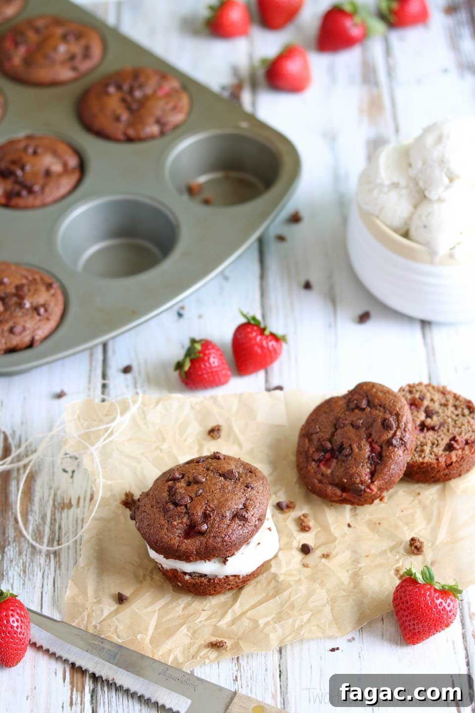 Muffin Ice Cream Sandwiches overhead Muffin Ice Cream Sandwiches overhead