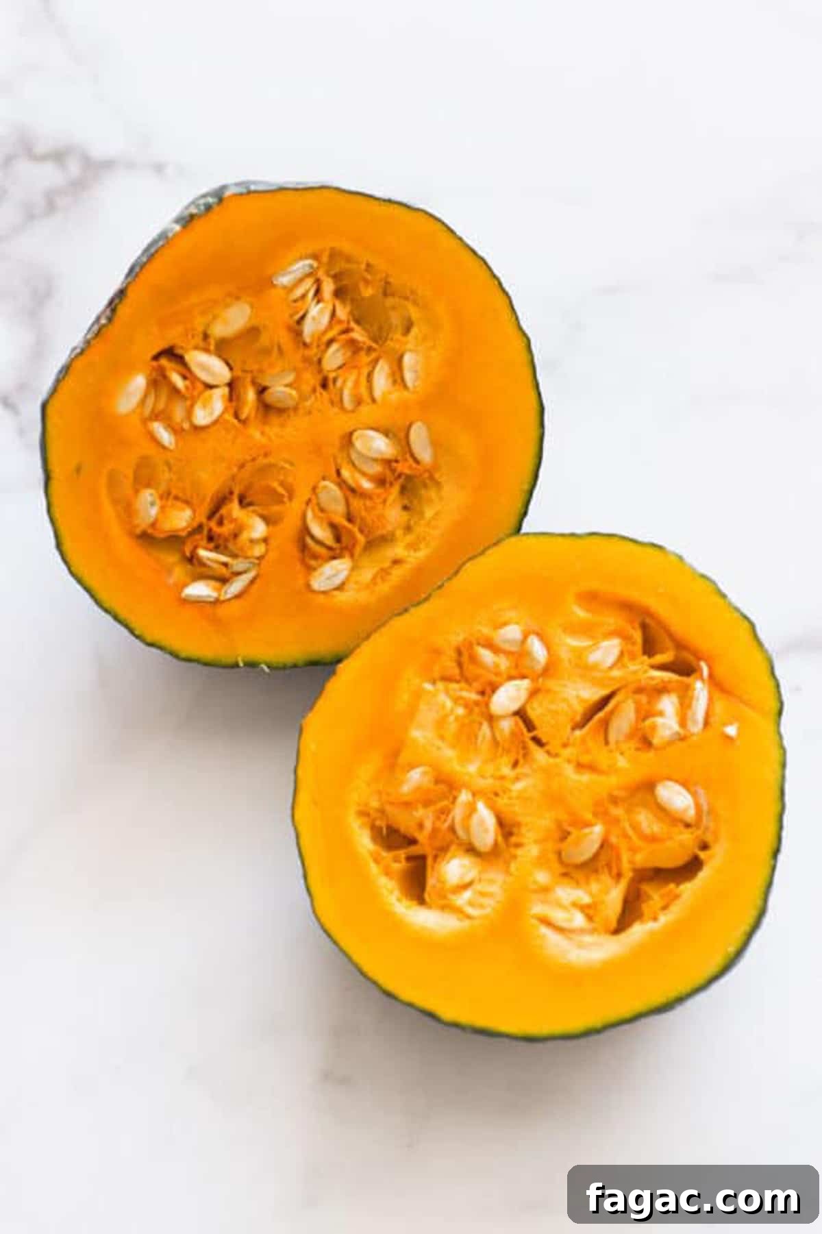 Creamy Hubbard Squash Soup Recipe for Fall Comfort 5 A close up of a sliced hubbard squash.