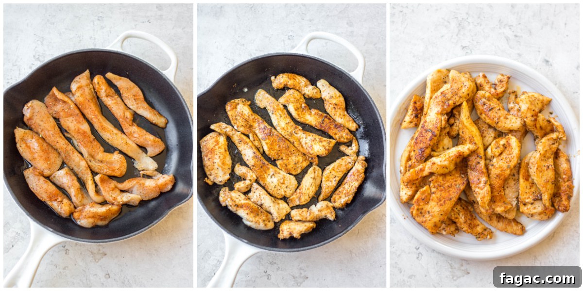 cajun-chicken-alfredo-broccoli-skillet-cooking-process