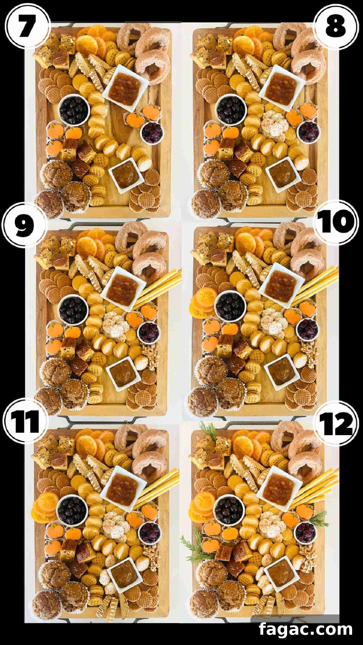 Autumn Charcuterie Board Ideas for Cozy Entertaining 6 how to make fall charcuterie board labeled steps 7 through 12.