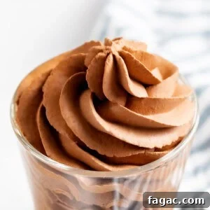 Chocolate whipped cream piped in a cup.
