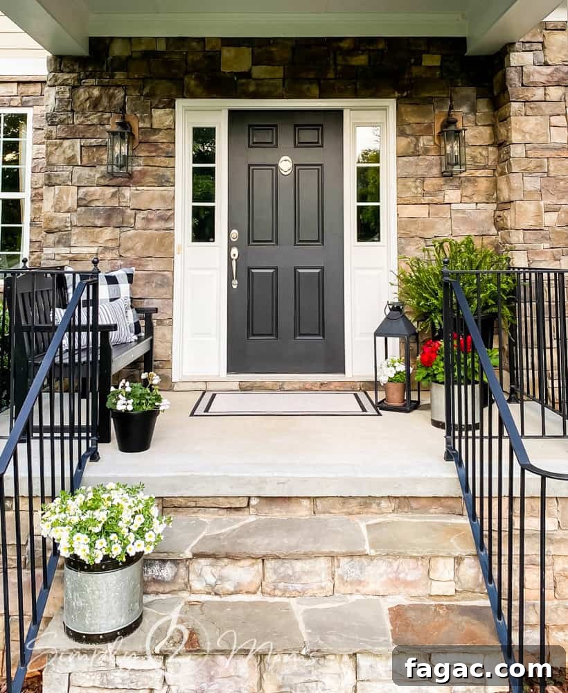 vertical view of front porch refresh for summer