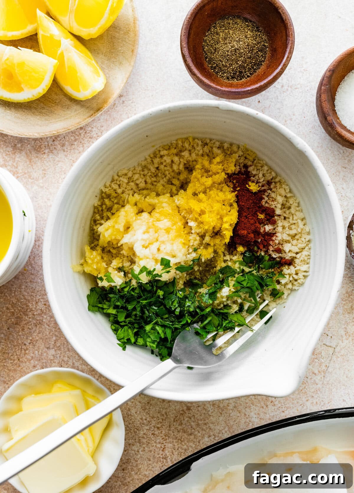 Crispy Panko-Baked Cod with Lemon Garlic Sauce 7 place all the panko topping ingredients in a bowl and mix.