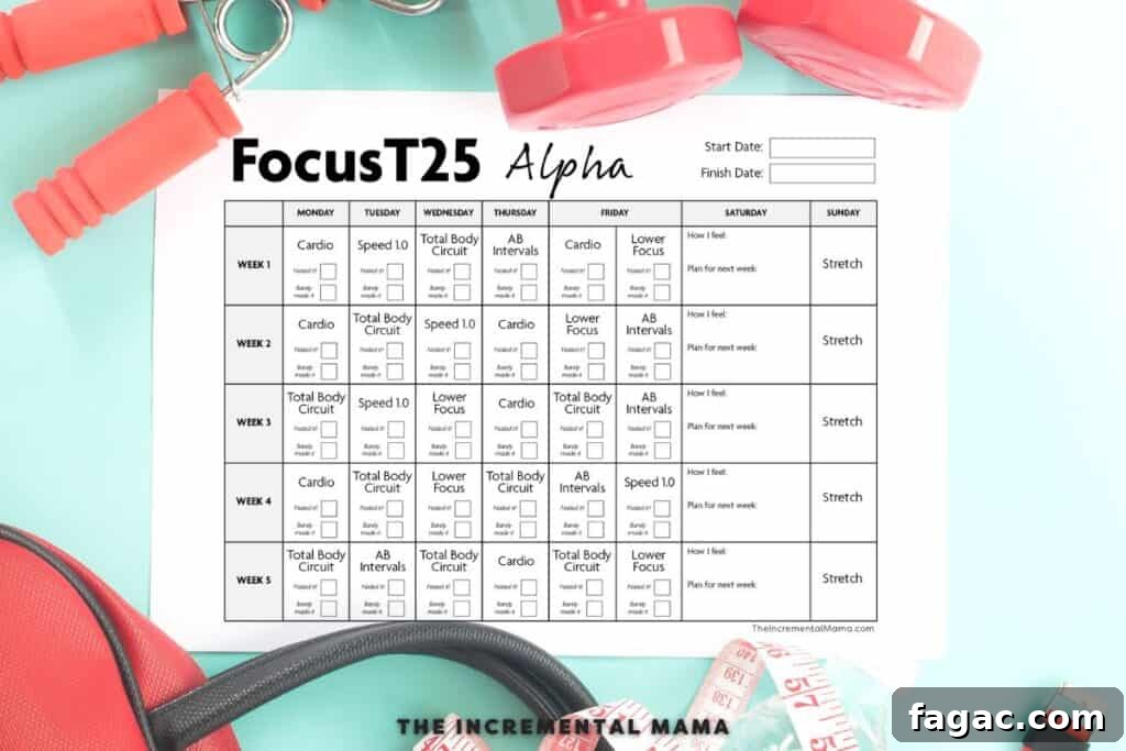Printable Focus T25 Workout Calendar: Alpha, Beta & Gamma Schedule 3 alpha schedule T25 calendar pdf