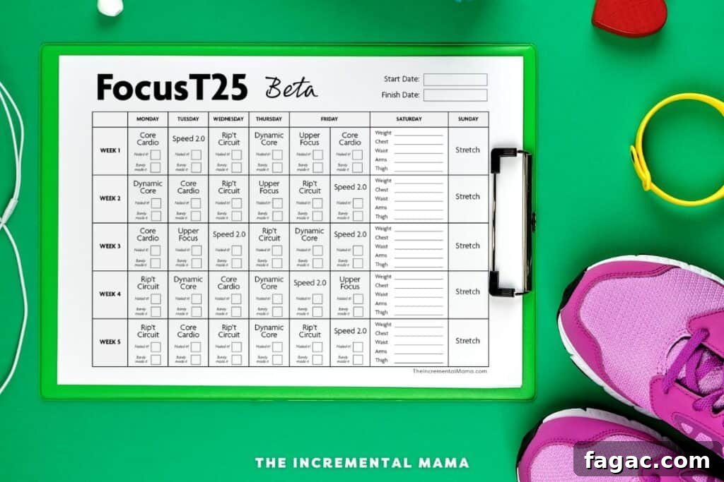 Printable Focus T25 Workout Calendar: Alpha, Beta & Gamma Schedule 4 T25 beta workout schedule calendar