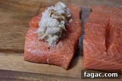 Smoked Stuffed Salmon Recipe: Flavorful Salmon with Herb Filling 5 Spoon mixture into groove