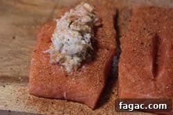 Smoked Stuffed Salmon Recipe: Flavorful Salmon with Herb Filling 6 Add my rub to the salmon and stuffing mixture