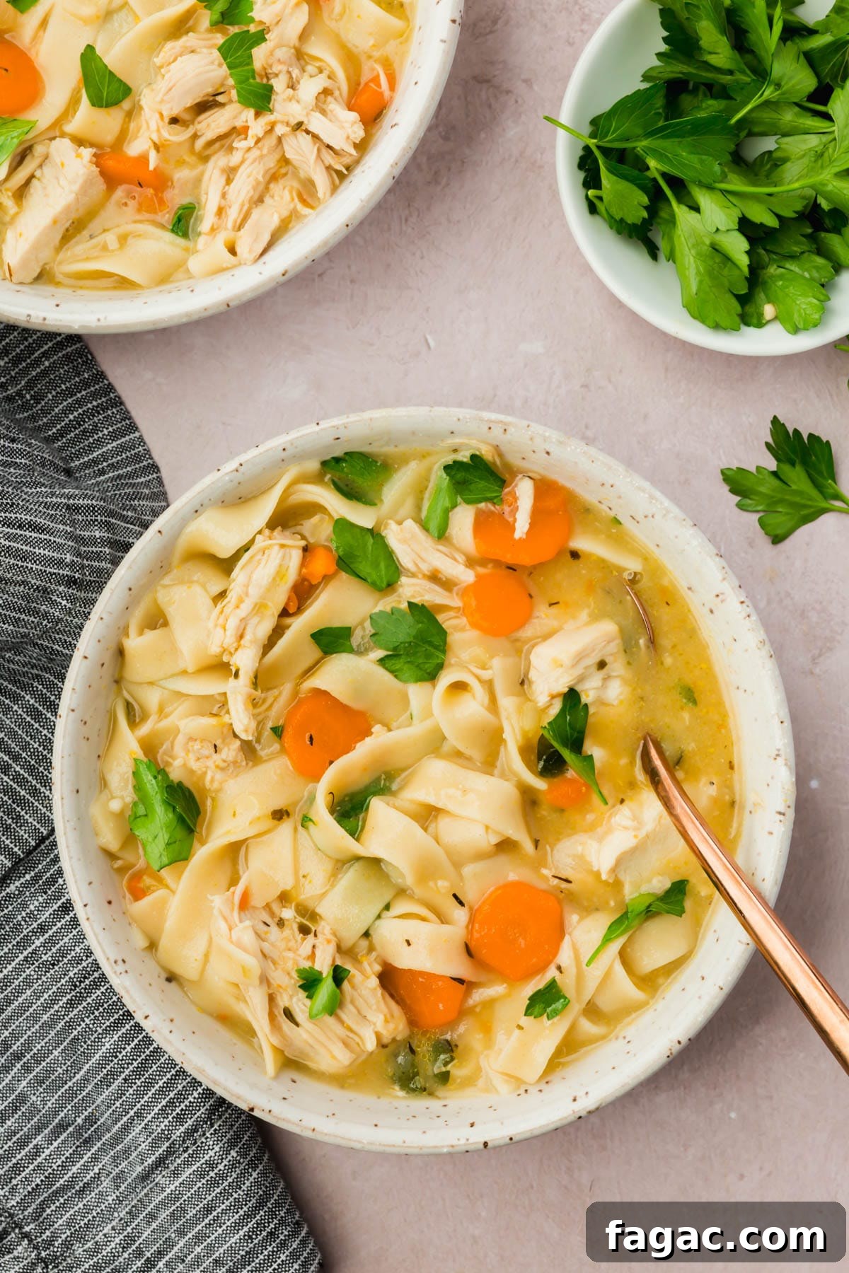 Comforting Gluten-Free Chicken Noodle Soup Recipe 2 A bowl of gluten-free chicken noodle soup.