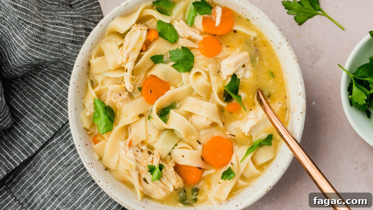 Comforting Gluten-Free Chicken Noodle Soup Recipe 16 A bowl of gluten-free chicken noodle soup.