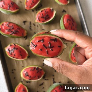 Watermelon lime sorbet served in lime skin.