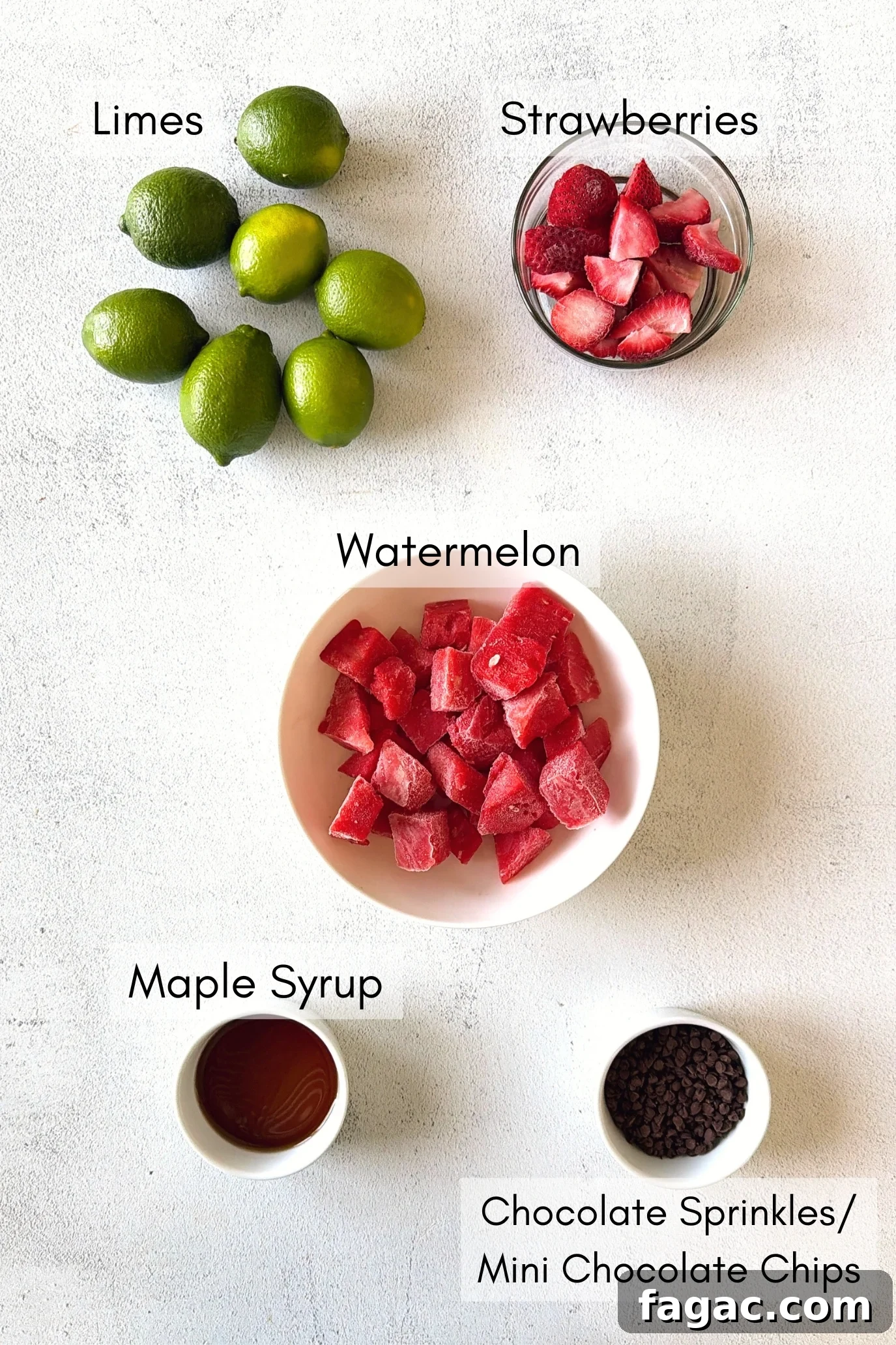 Ingredients to make watermelon lime sorbet.
