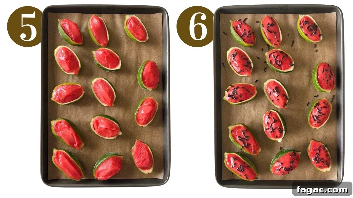 Steps to make watermelon lime sorbet.