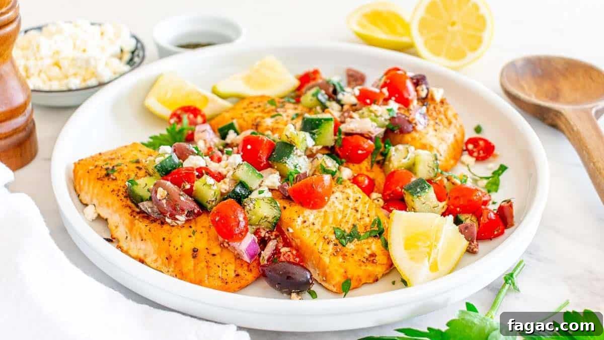 15 Nutritious Recipes to Jumpstart Your New Year Eating Goals 7 Baked Salmon With Greek Salsa