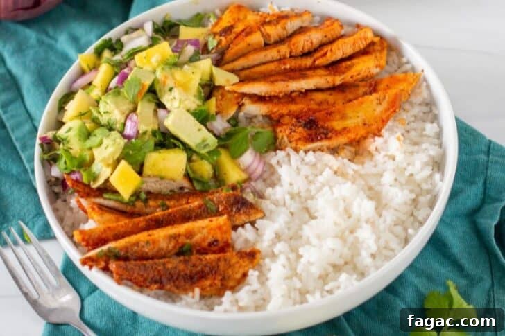 15 Nutritious Recipes to Jumpstart Your New Year Eating Goals 6 Sriracha Chicken with Mango Avocado Salsa