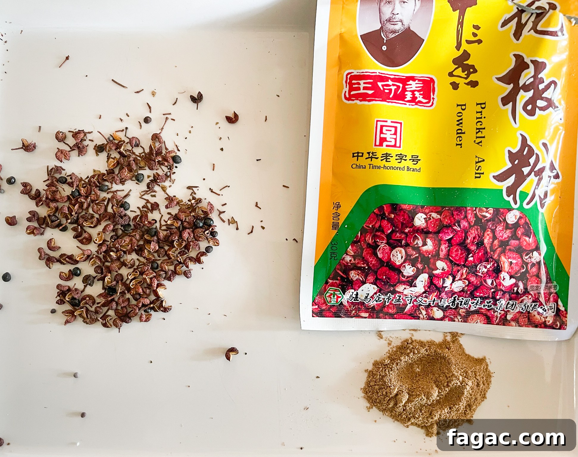 Sichuan peppercorns and ground powder