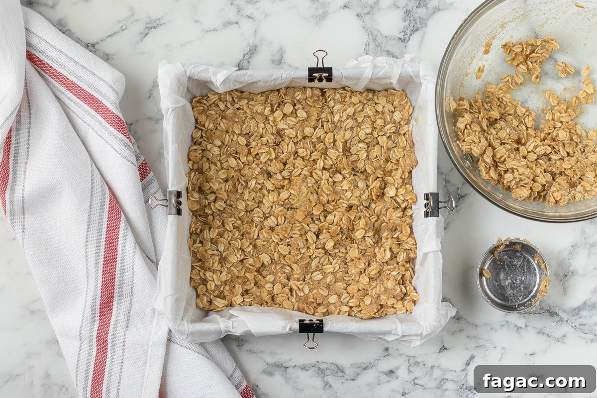 Apple Plum Crumble Bars with Oat Topping Recipe 5 Bottom Layer of Crumb Bars