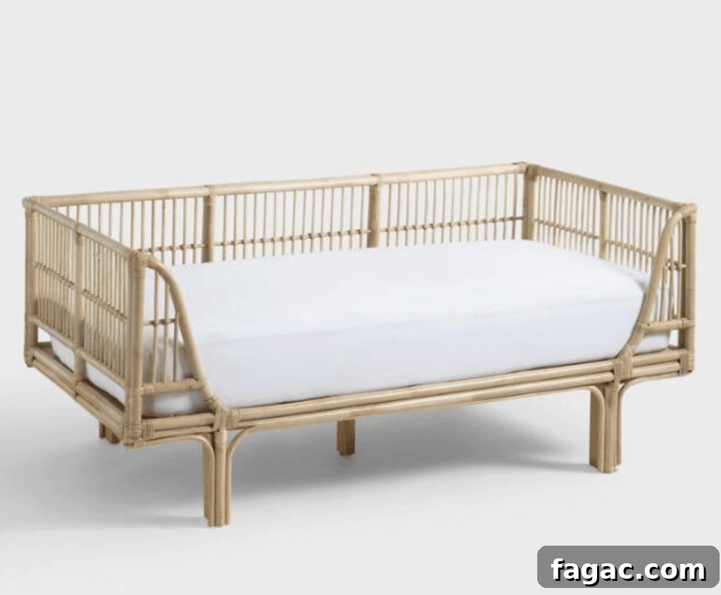 13 Stylish Rattan Daybeds and How to Style Them 3 a rattan daybed with a mattress