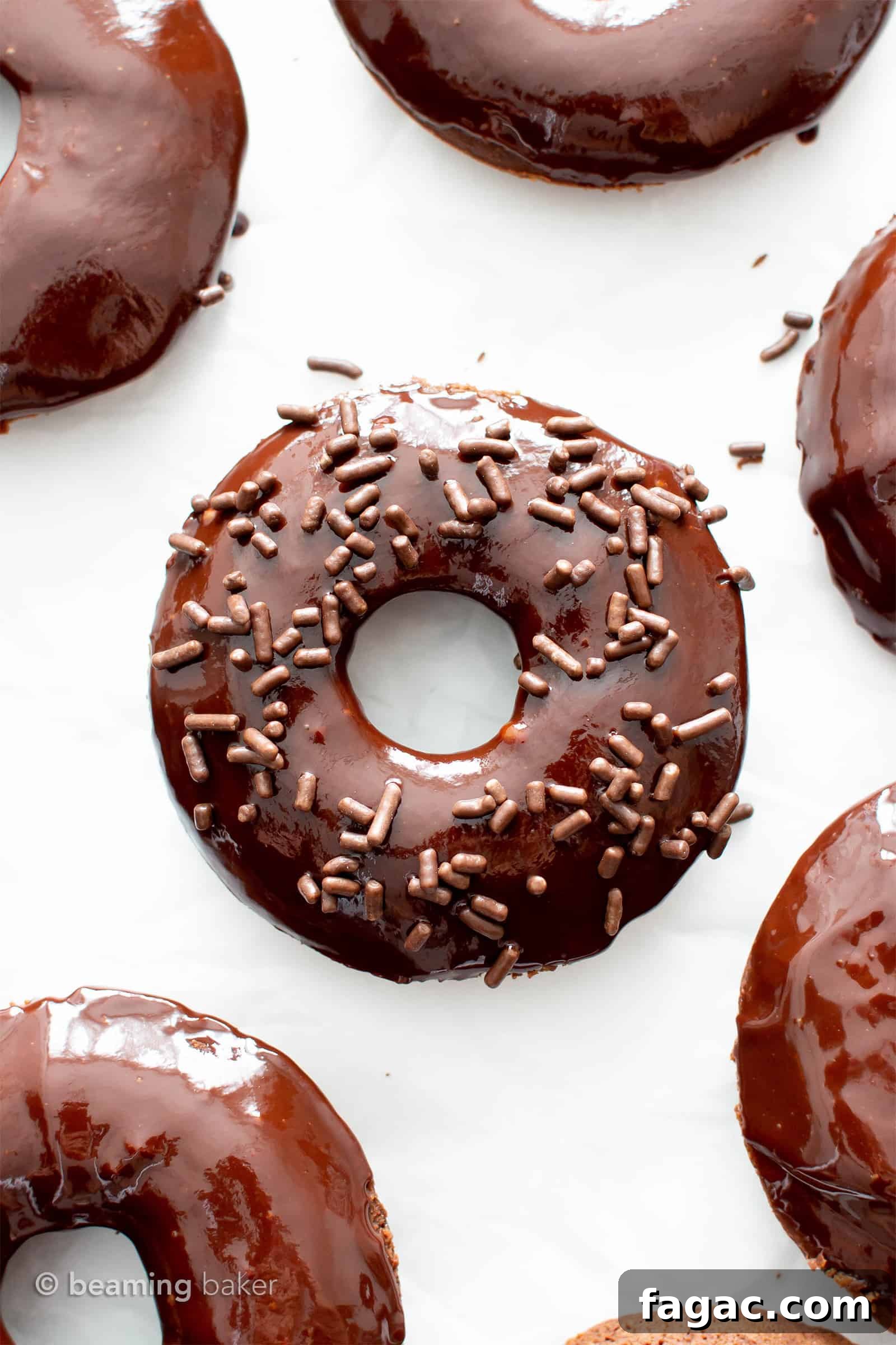 Vegan Gluten Free Donuts: soft ‘n fluffy vegan gf chocolate donuts topped with luxurious vegan chocolate glaze.