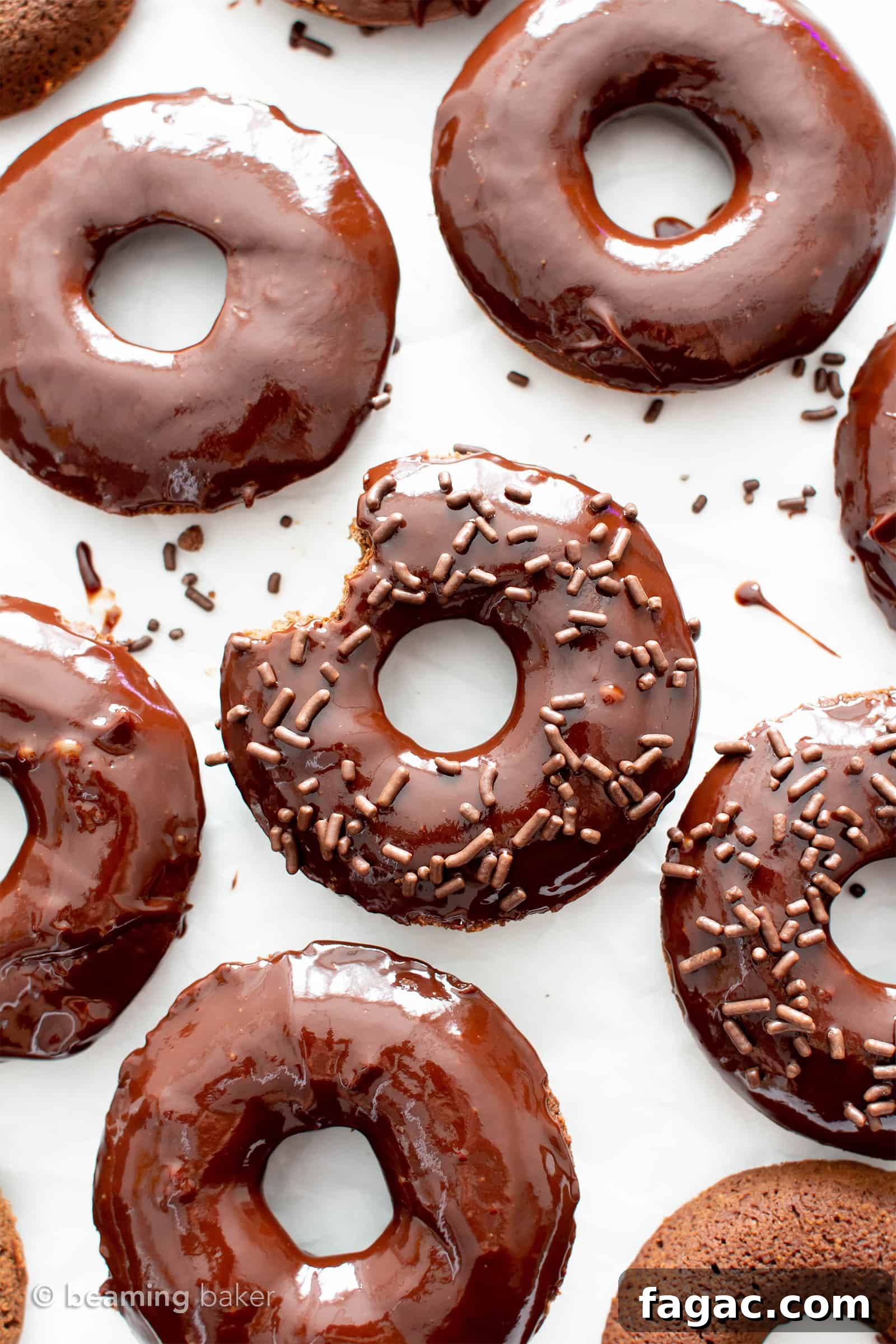Vegan Gluten Free Donuts: soft ‘n fluffy vegan gf chocolate donuts topped with luxurious vegan chocolate glaze.