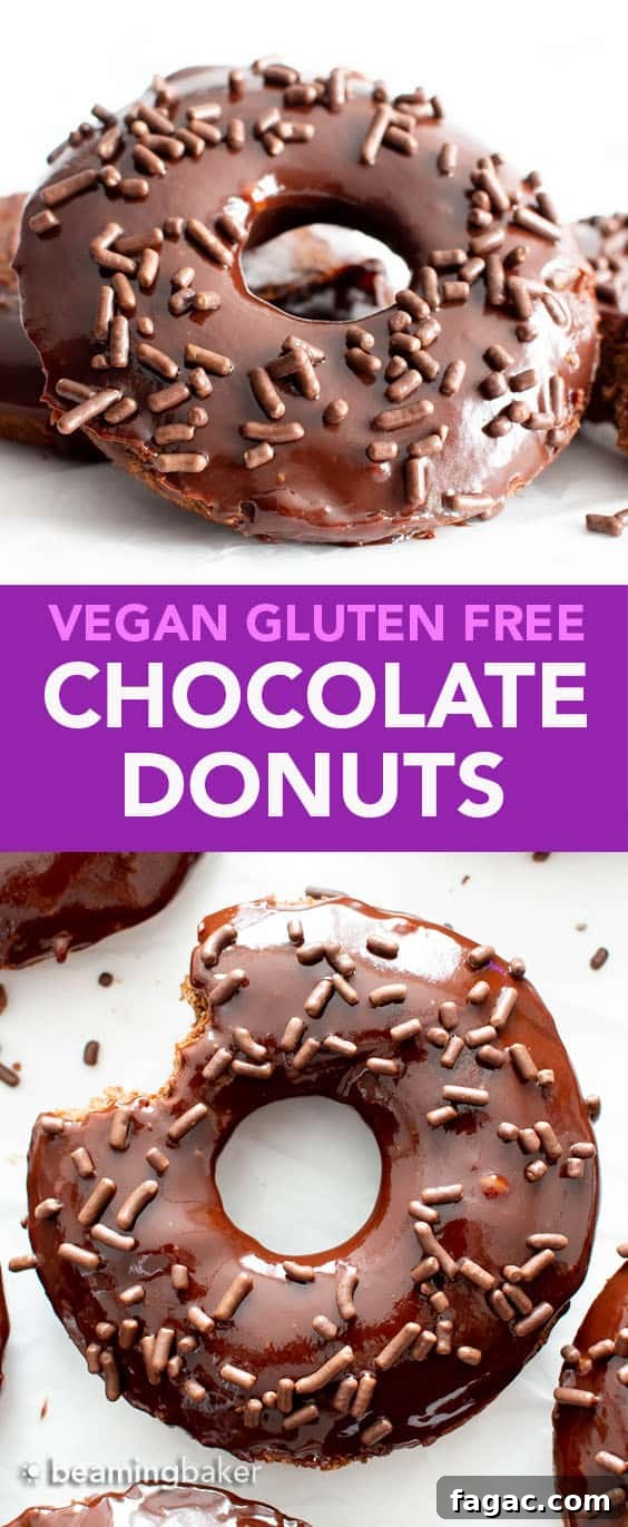 Vegan Gluten Free Donuts: soft ‘n fluffy vegan gf chocolate donuts topped with luxurious vegan chocolate glaze.