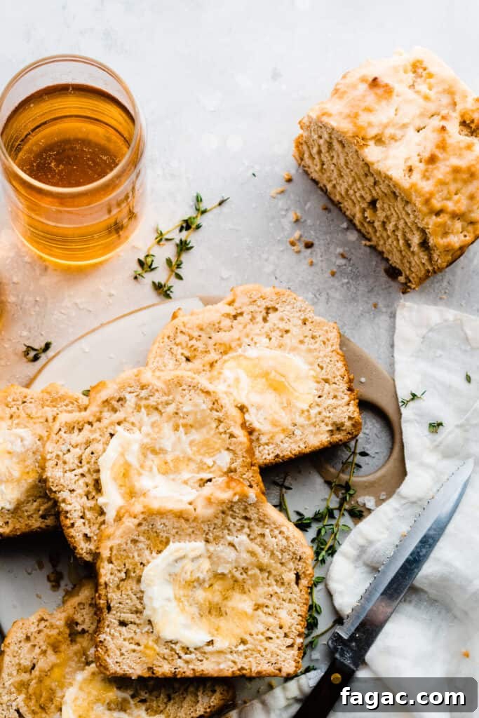 Classic Beer Bread with Salted Honey Butter Recipe 2 Slices of beer bread slathered with salted honey butter