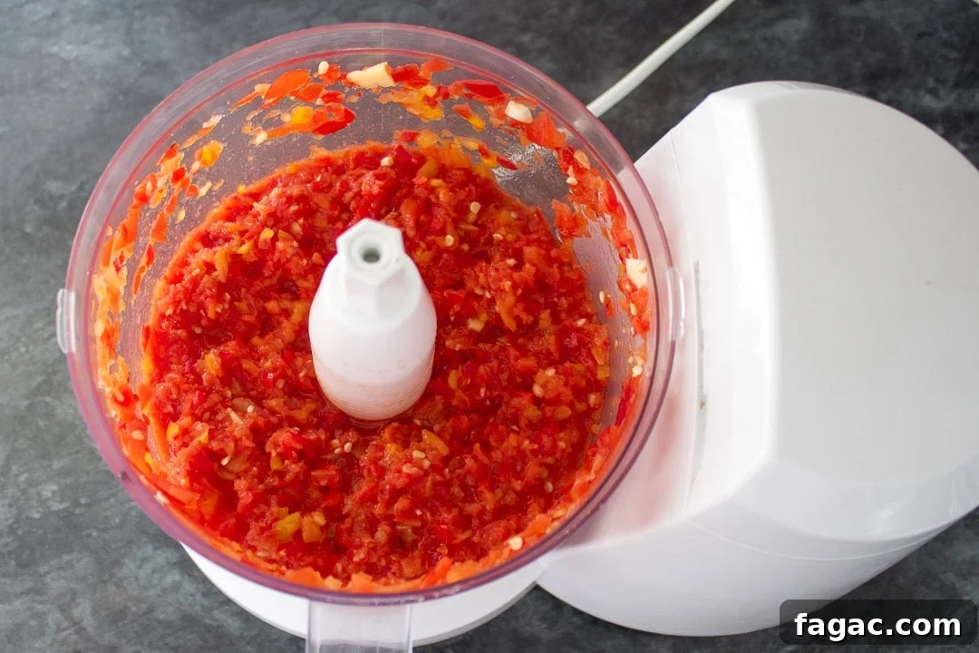 Homemade Sweet Chili Jam Recipe for Bold Flavor 6 Jam ingredients in a food processor