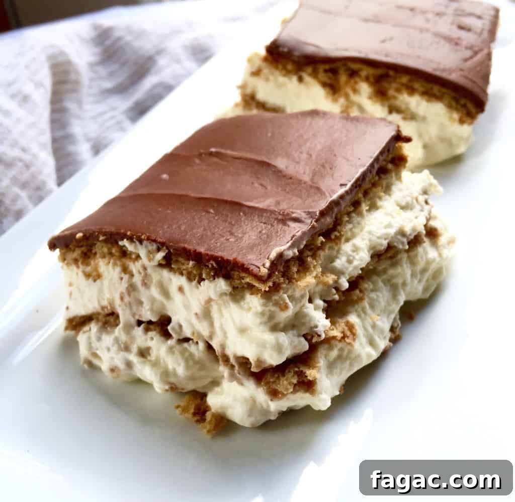Éclair Cake, two slices on serving plate