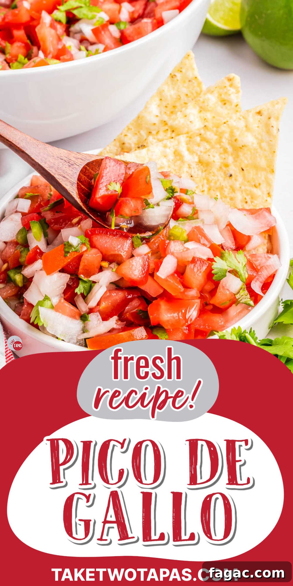 Fresh Homemade Pico de Gallo Recipe: Zesty Salsa in Minutes 12 spoon of pico de gallo with a red banner and text