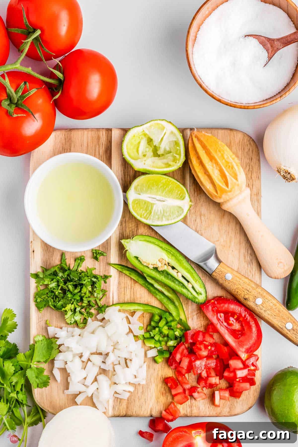 Fresh Homemade Pico de Gallo Recipe: Zesty Salsa in Minutes 5 handful of ingredients on a cutting board