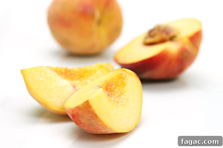 Peach Upside-Down Cake with Cognac Caramel Glaze 3 Yellow peach slices