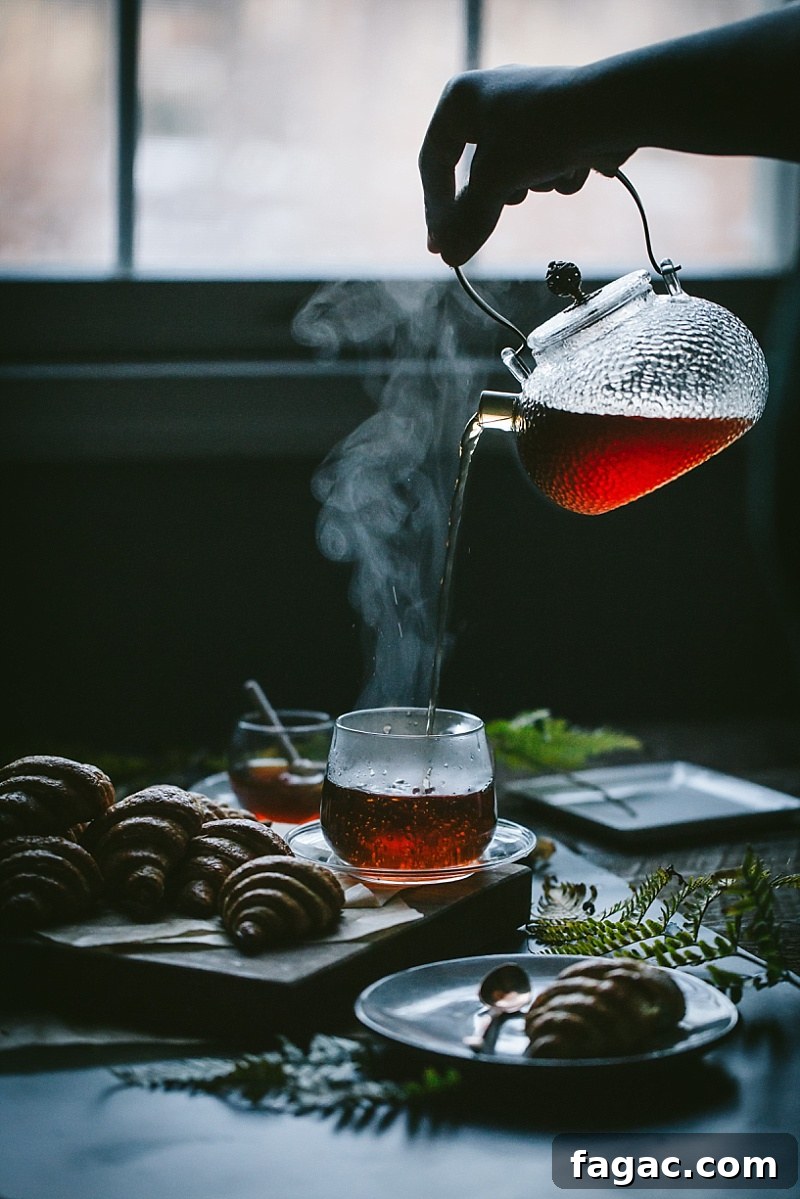 pouring tea on a winter day