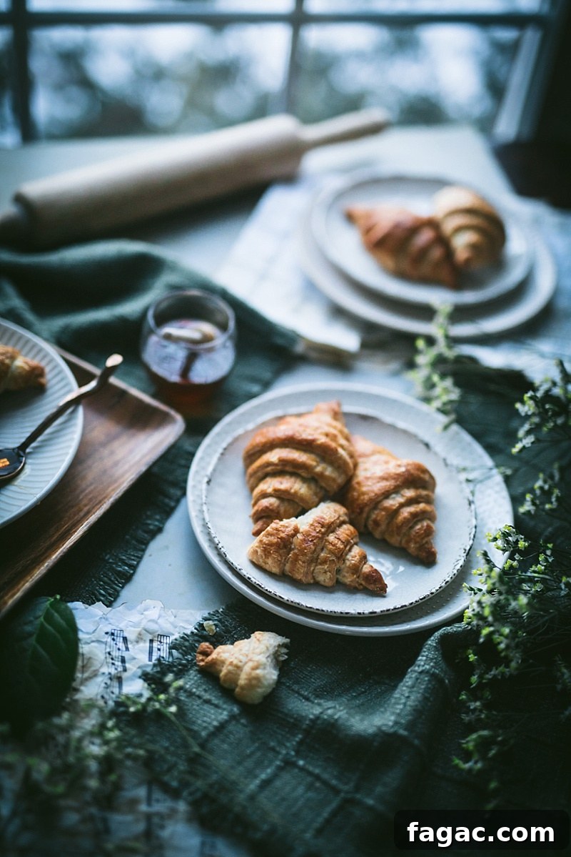 snowy scene with croissants