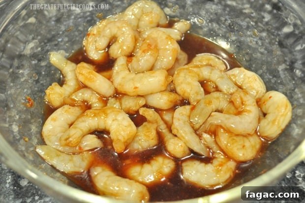 Shrimp marinating in sauce Shrimp marinating in sauce