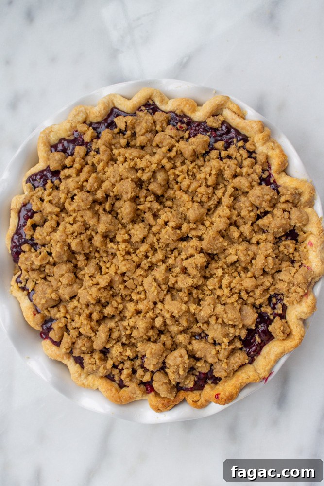 Triple-Berry Pie with Cardamom Crumble Topping 7 berry pie with cardamon crumb