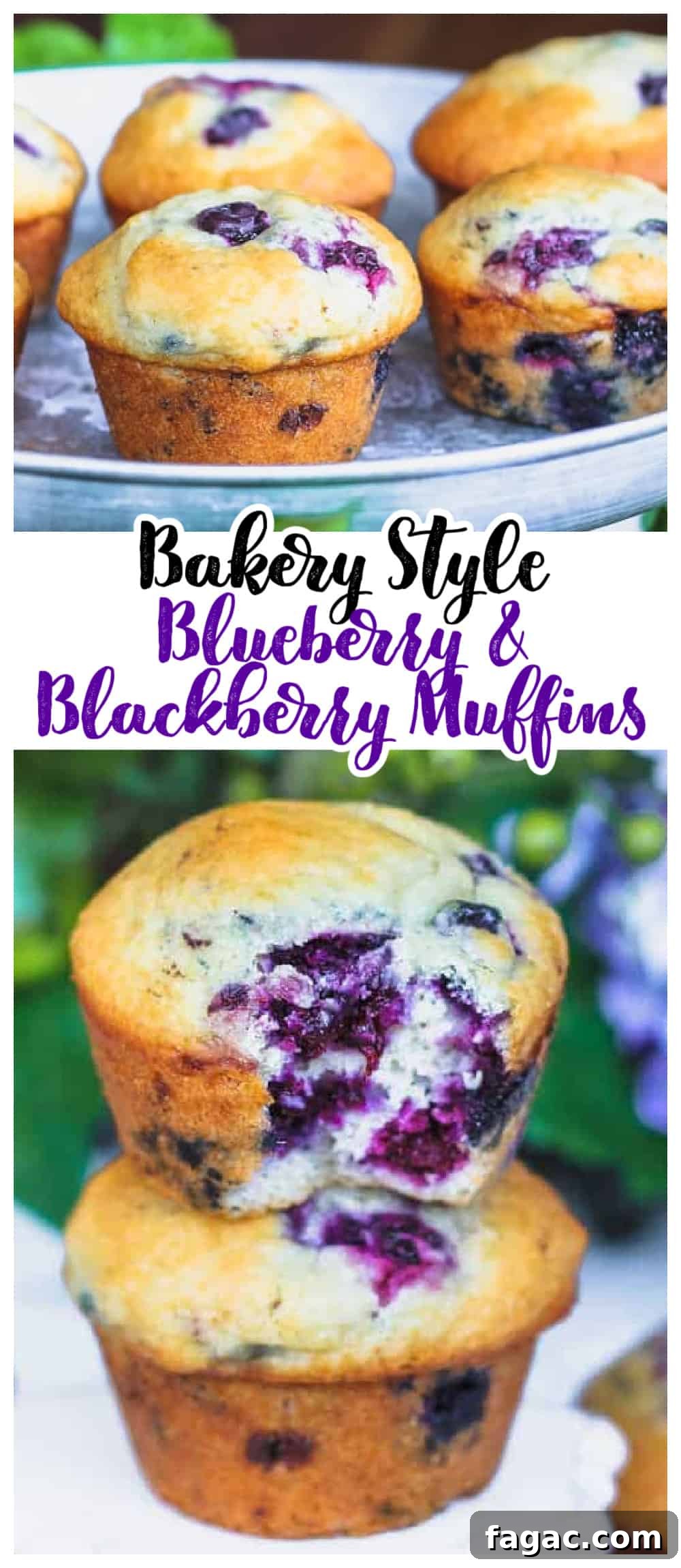 Bakery Style Blueberry & Blackberry Muffins