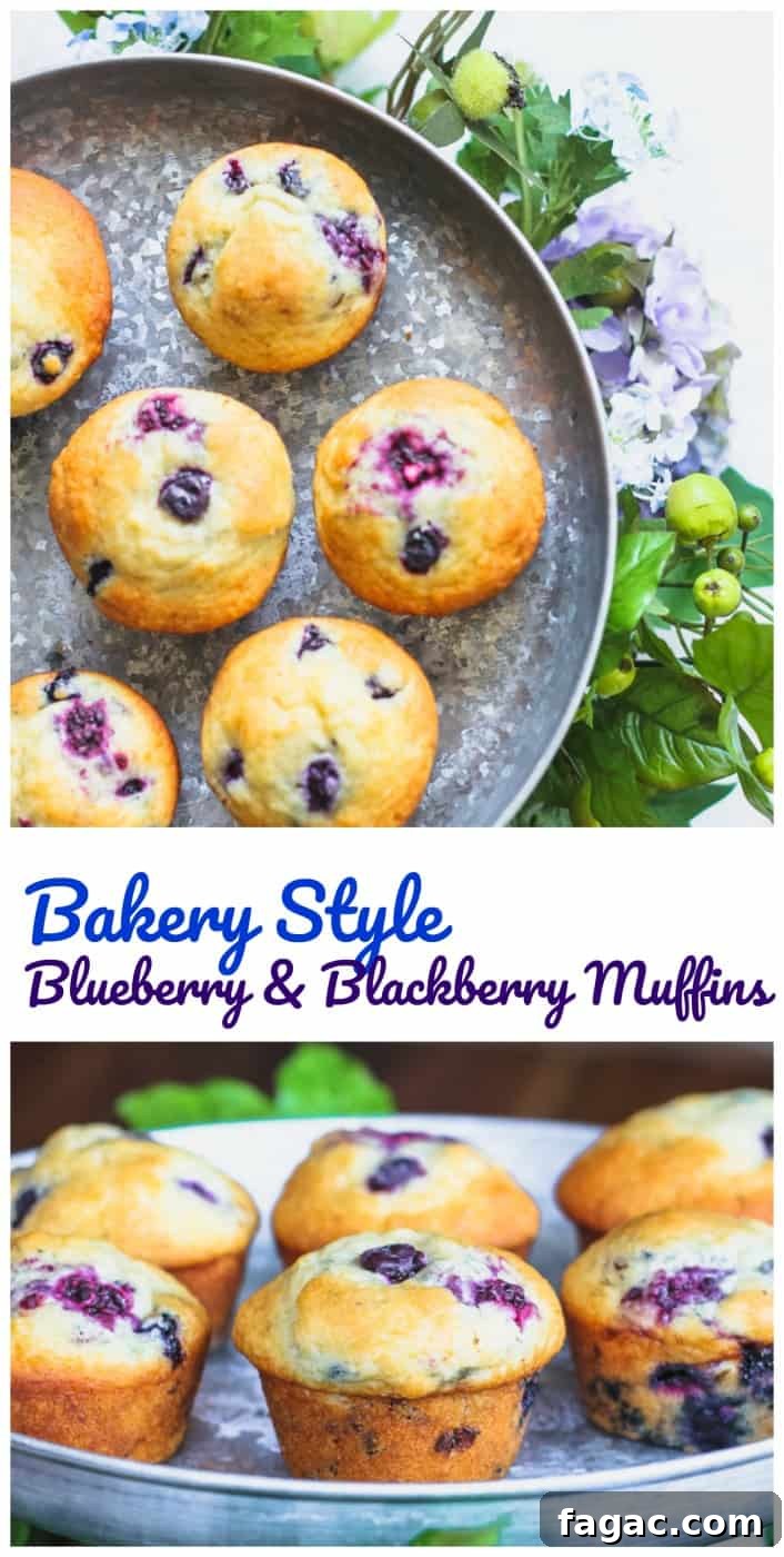 Blueberry and Blackberry Muffins with Sweet Crumble Topping 7 Bakery Style Muffins