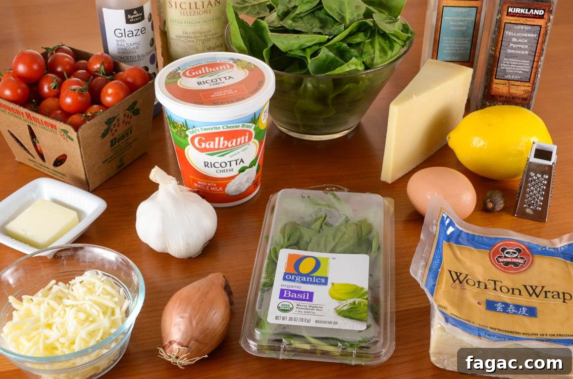 Basil-Ricotta Ravioli with Spinach and Blistered Tomatoes
